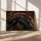 Dark Wood Ring Wall Art Canvas Print, Framed Abstract Tree Slice Print, Rustic Wood Grain Decor