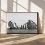 Coastal Wall Art | Framed Black White Ocean Canvas Artwork