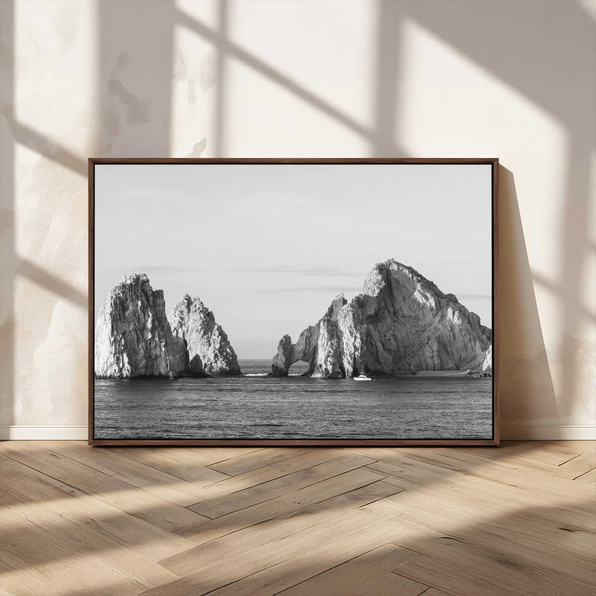 Coastal Wall Art | Framed Black White Ocean Canvas Artwork
