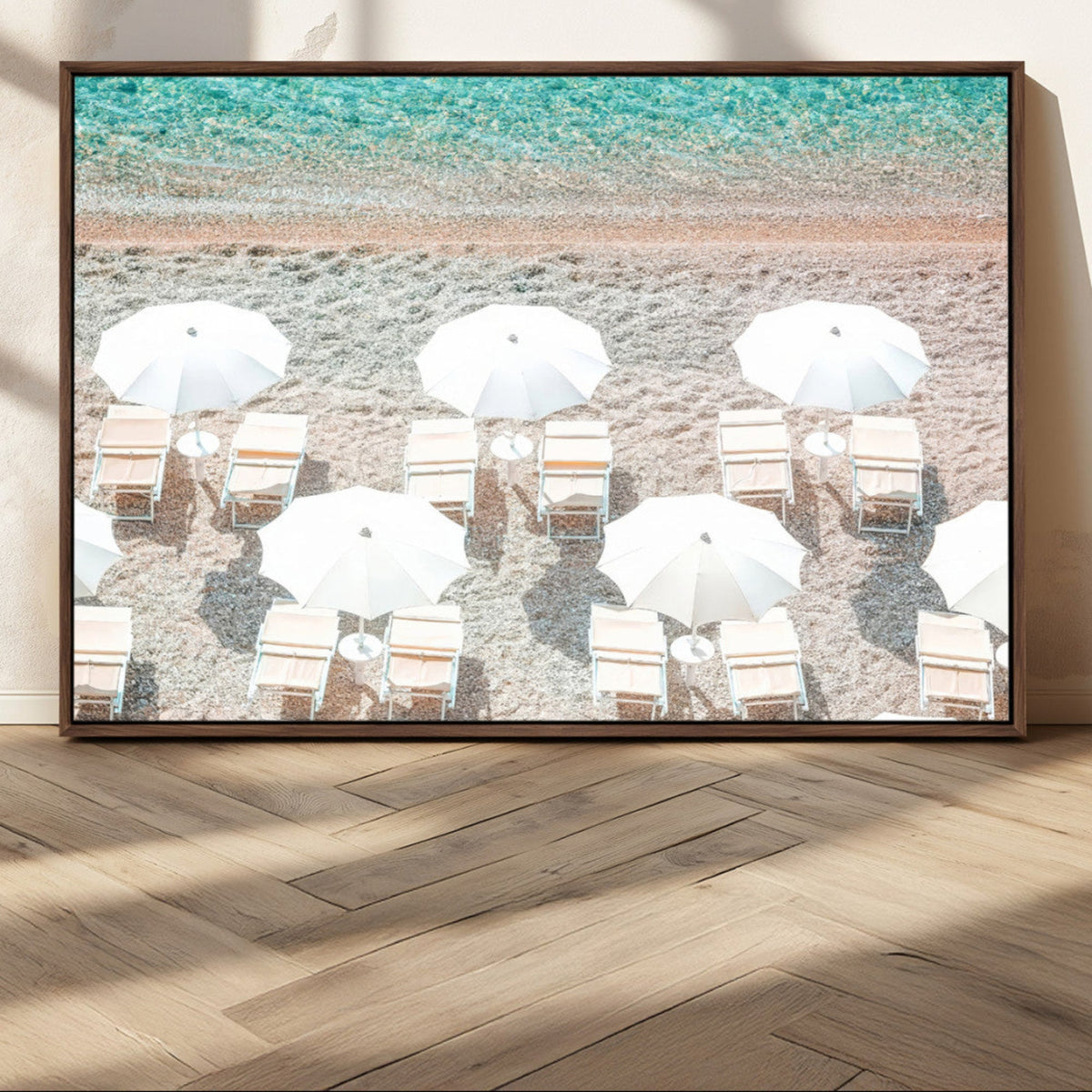 Calm Beach Wall Art | Framed Turquoise Water Canvas Artwork