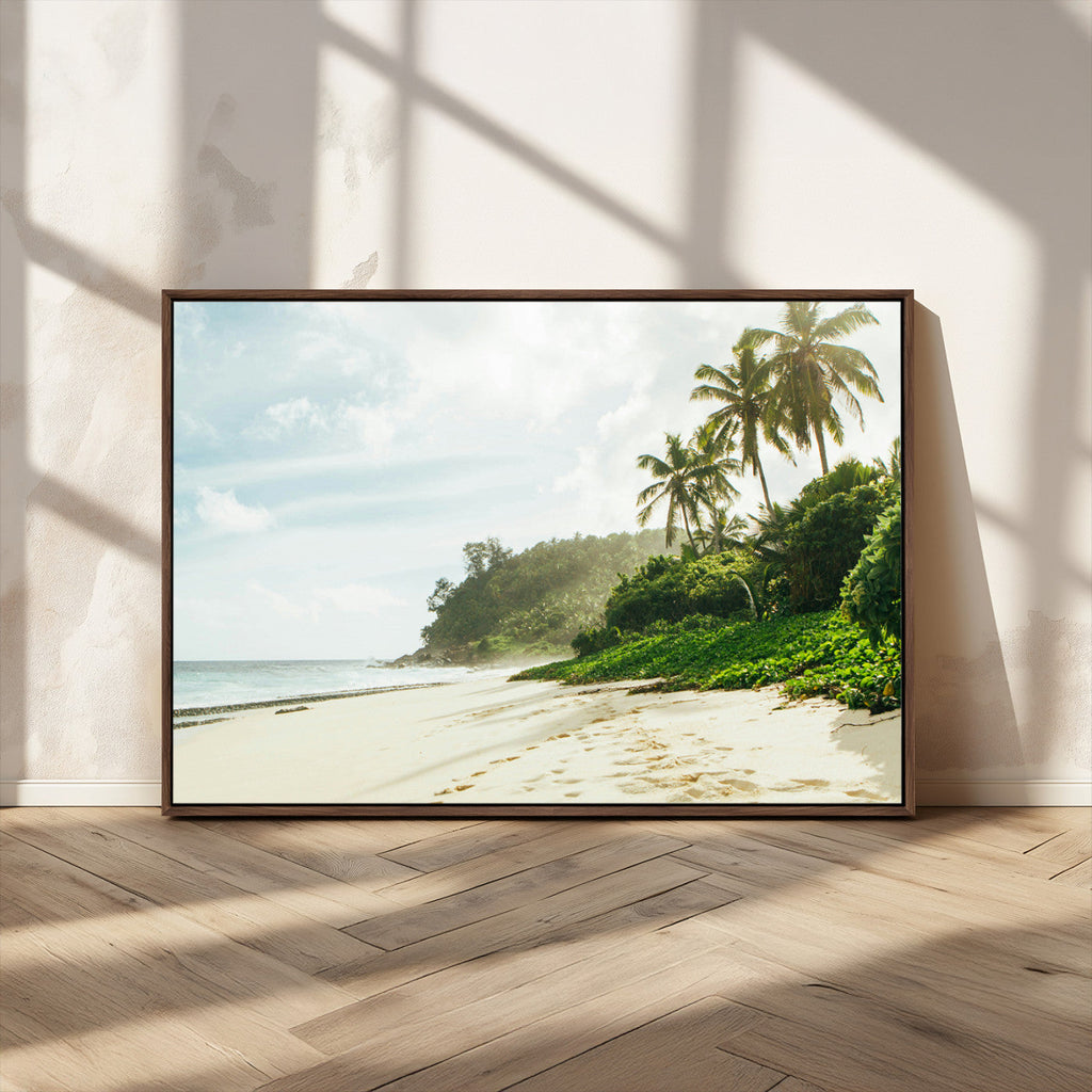 Relaxing Beach Wall Art Canvas Print, Framed Ocean View Coastal Serenity