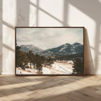 Mountain Landscape Wall Art Canvas Print, Framed Snowy Peaks Alpine Winter