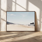 Minimalist Beach Wall Art Canvas Print, Framed Coastal Serenity Soft Sand