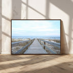 Beach Boardwalk Wall Art Canvas Print, Framed Coastal Serenity Ocean View
