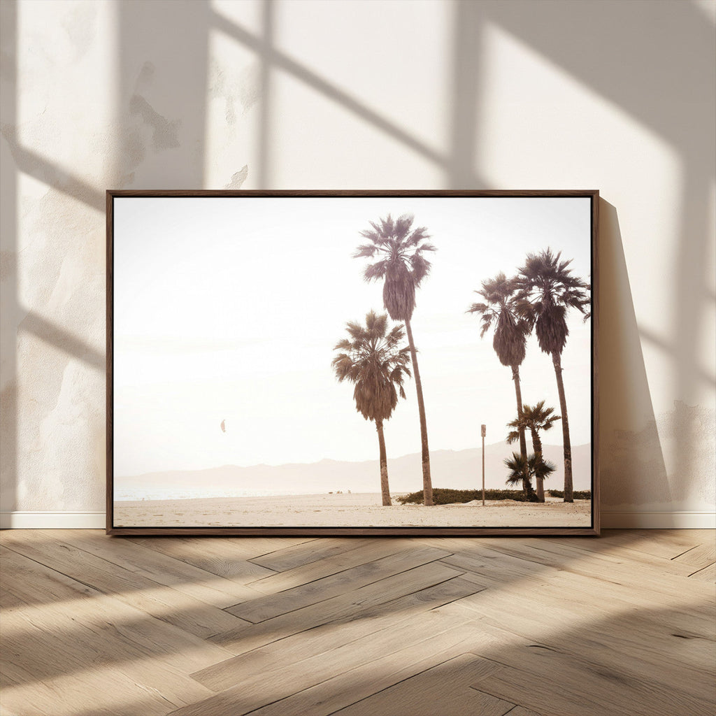 Coastal Light Wall Art Canvas Print, Framed Relaxing Shoreline Art, Minimalist Ocean Tropical Decor