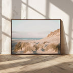 Beach Landscape Wall Art Canvas Print, Framed Sand Dune Photography, Minimalist Seascape Coastal Decor