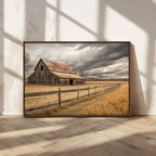 Rustic Farm Barn Wall Art Canvas Print, Stormy Sky Country Decor