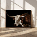 Texas Longhorn Bull Canvas Wall Art, Rustic Western Farmhouse Decor