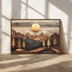 Wooden Mountain Layers Art | Rustic Pine Tree Landscape