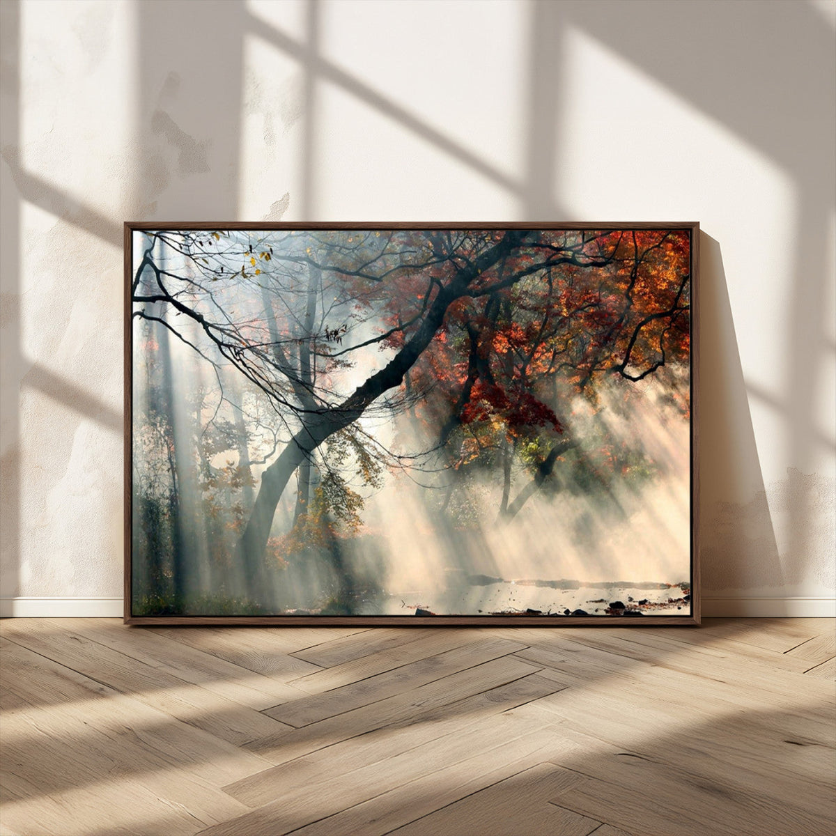 Sunlit Autumn Forest Wall Art Canvas Print