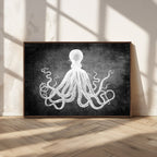 Black White Octopus Wall Art Canvas Print