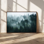 Misty Forest Wall Art | Serene Green Landscape Canvas Print