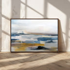 Abstract Landscape Wall Art Canvas | 3 Panel Modern Blue, Gold and White Canvas Art
