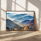 Misty Mountain Sunrise Triptych Canvas Print | Autumn Landscape Wall Art