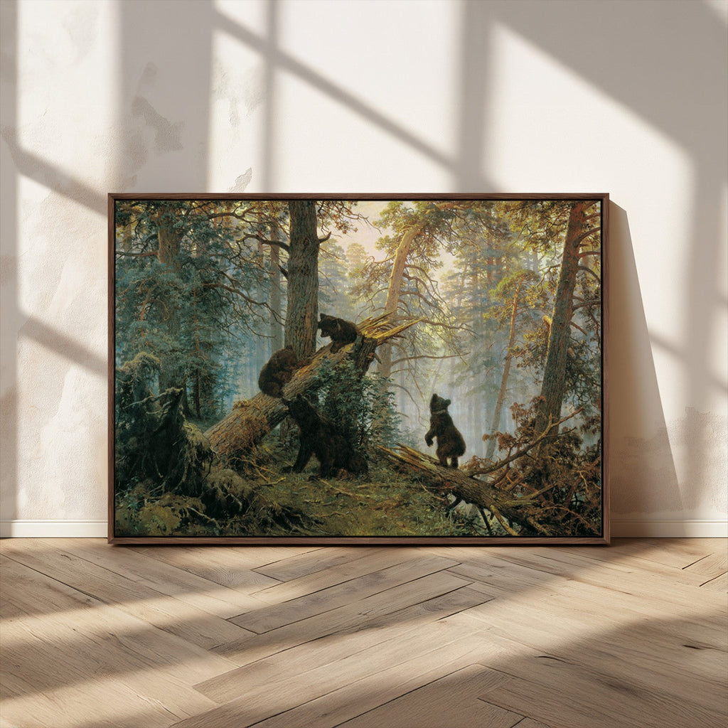 Baby Bears in Forest Wall Art Canvas Print