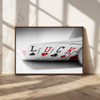 Framed Lucky Poker Cards Canvas | Modern Triptych Wall Art for Game Rooms