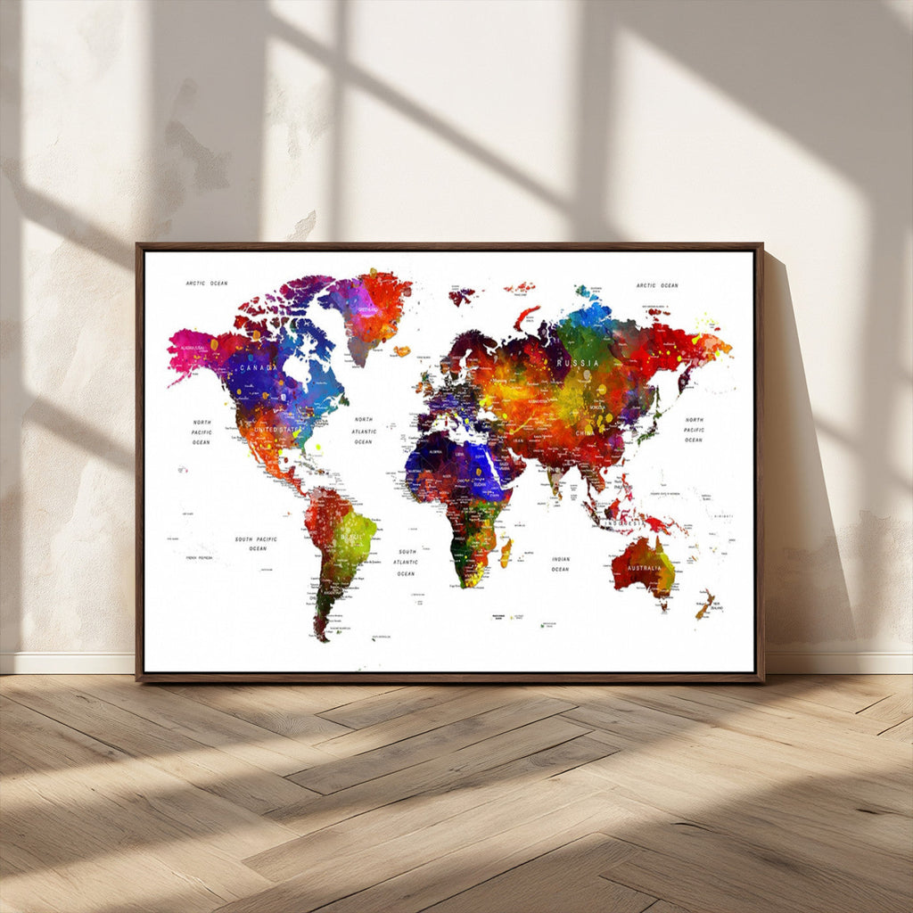 World Map Canvas Print | Detailed Map of the World Wall Art