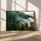 Misty Forest Wall Art Premium Canvas Print, Foggy and Serene Atmosphere