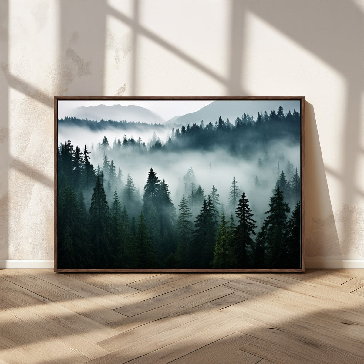 Captivating Misty Forest Wall Art Canvas, Premium Canvas Print of a Foggy and Serene Atmosphere