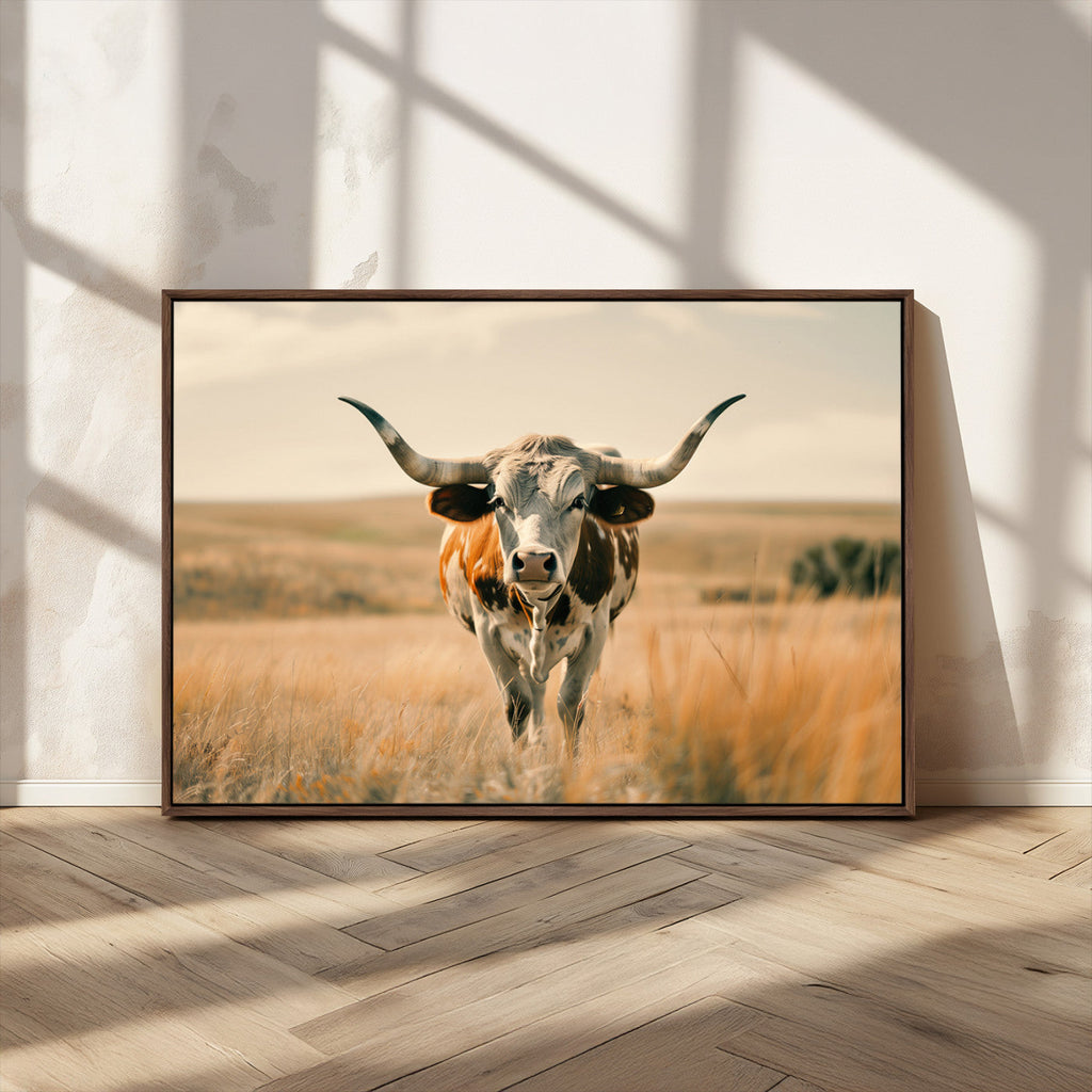 Texas Cow Wall Art Canvas Print for Farm House Wall Decor