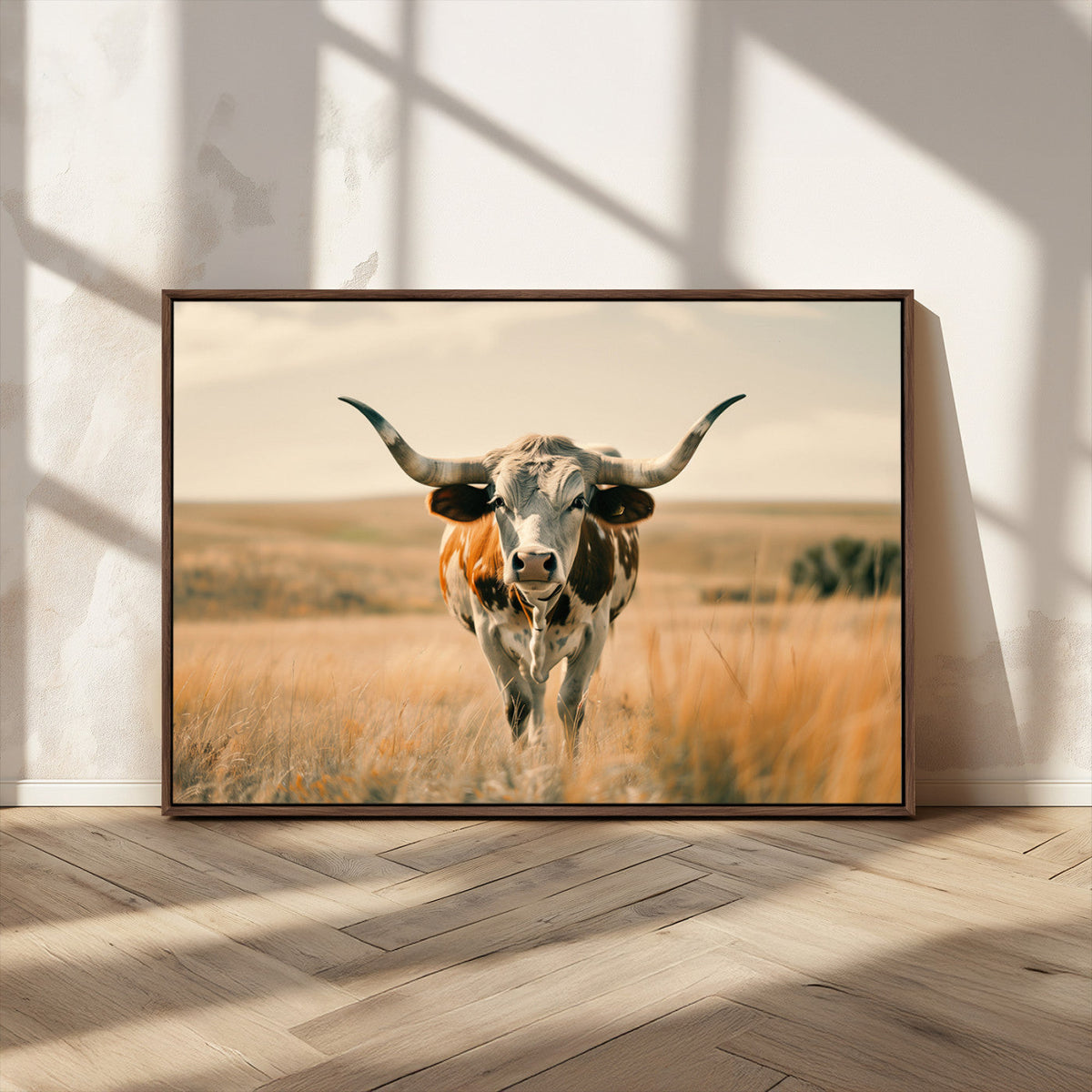Texas Cow Wall Art Canvas Print for Farm House Wall Decor