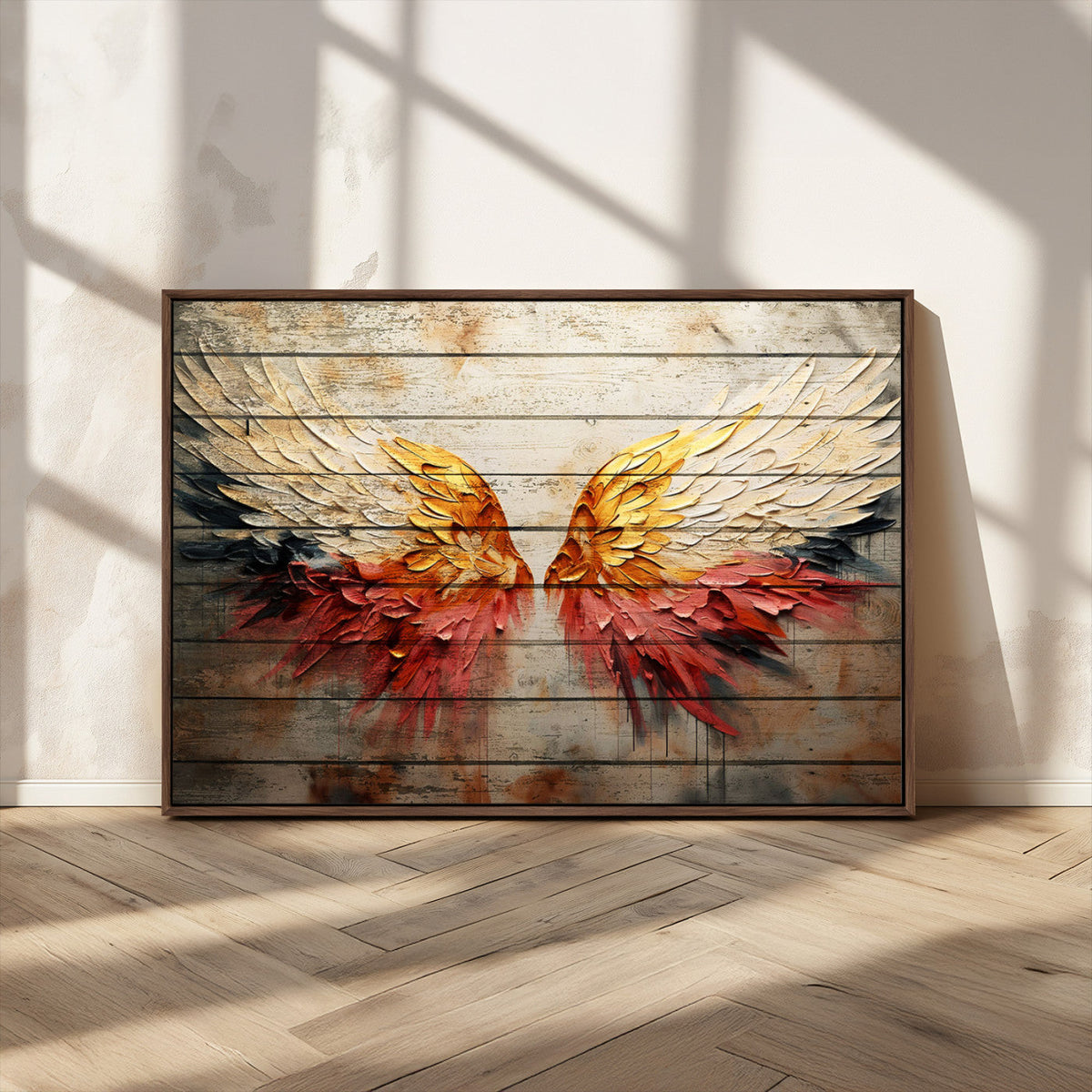 Abstract Angel Wings Canvas Wall Art, Modern Angelic Wings Decor, Framed and Ready to Hang