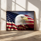 American Flag Eagle Symbol Wall Art Canvas Print, Patriotic American Flag Eagle Wall Art