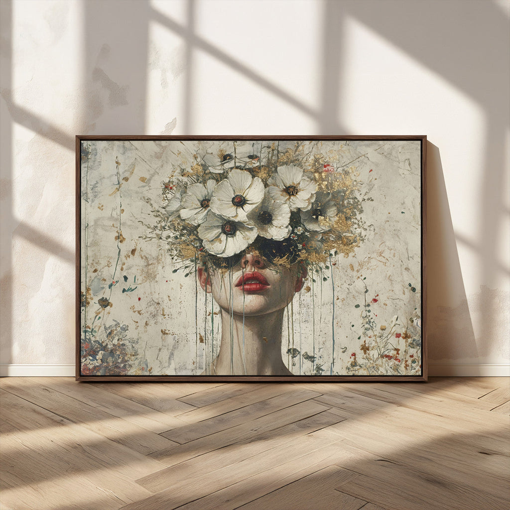 Abstract Floral Women Pastel Wall Art Canvas Print