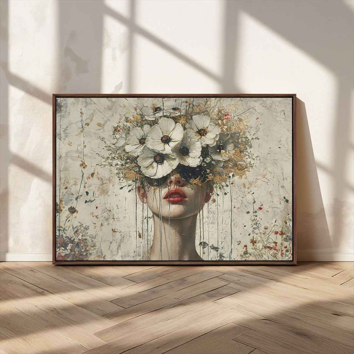 Abstract Floral Women Pastel Wall Art Canvas Print