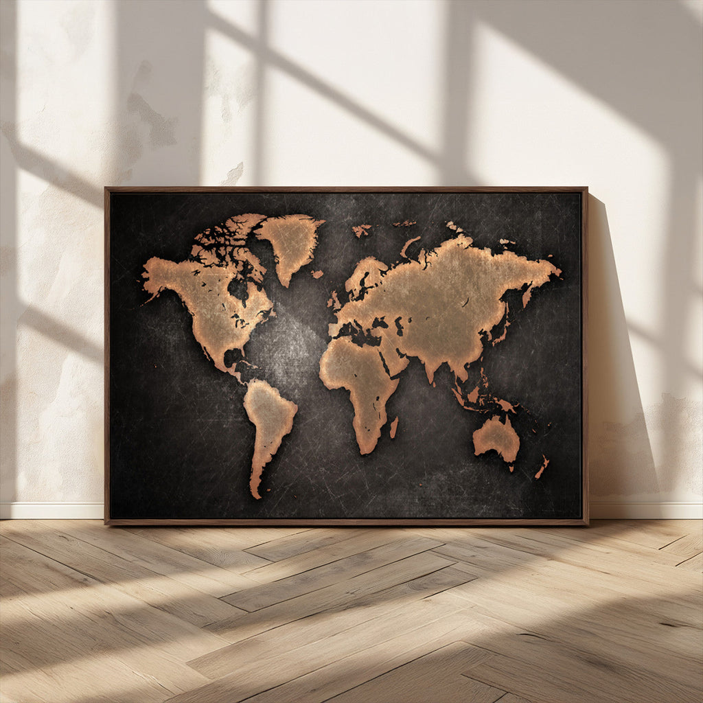 World Map Canvas Print | Framed Travel Map Wall Art for Couples