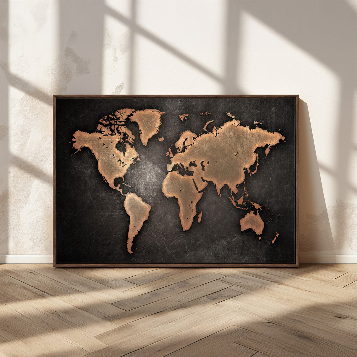 World Map Canvas Print | Framed Travel Map Wall Art for Couples