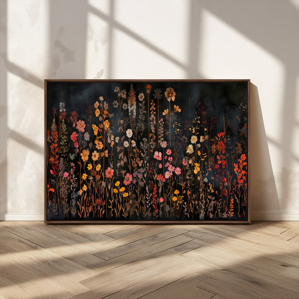 Large Floral Painting Print Illustration Flowers Canvas Wall Art