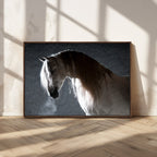 Large Wall Art Cream Colored Horse on Grey Background Canvas