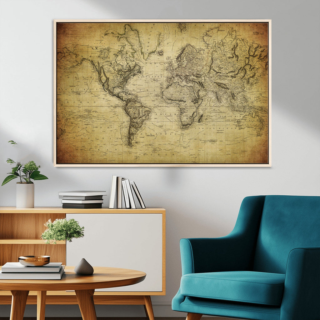 Push Pin World Map Canvas Print | Travel Tracker Wall Art