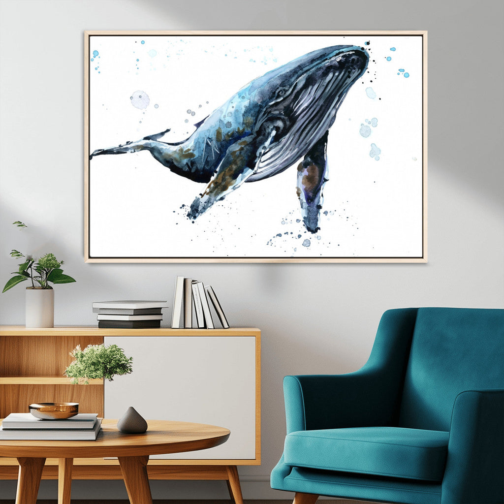 Watercolor Whale Wall Art Canvas Print