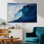 Ocean Wave at Sunset Canvas Art, Large Wall Print of Vibrant Water Waves