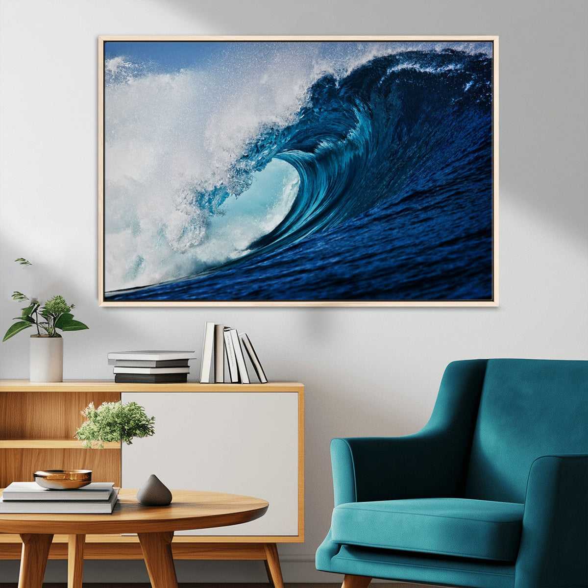 Ocean Wave at Sunset Canvas Art, Large Wall Print of Vibrant Water Waves