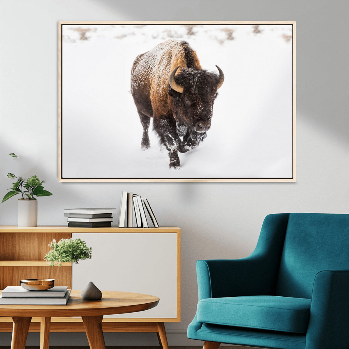 Bison Winter Wall Art Canvas Print For Farmhouse Decor