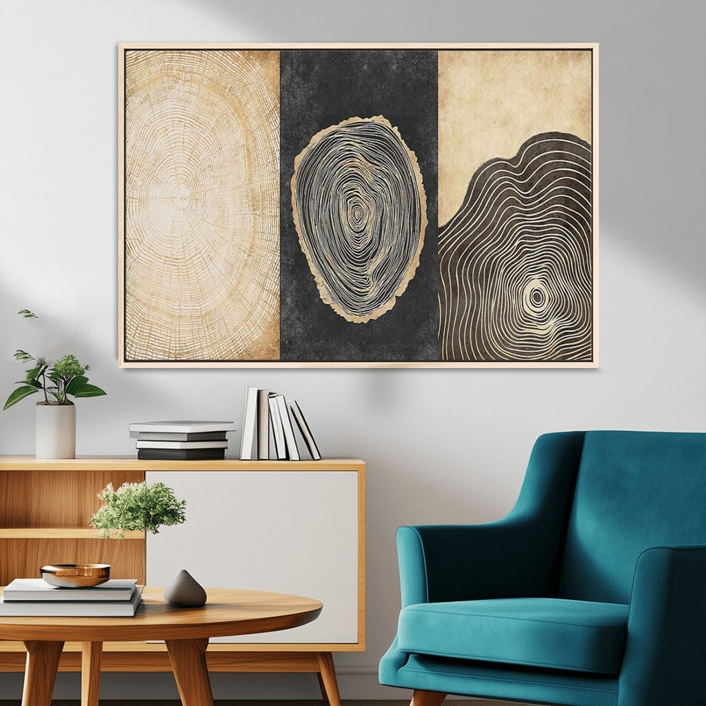 Tree Rings Canvas Wall Art Print, Minimalist Natural History in Modern Decor