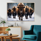 Buffalo Wall Art Canvas Print, American Bison Herd Wall Art
