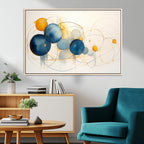 Geometric Blue Orange Abstract Wall Art Canvas, Geometric Blue Orange Canvas Print