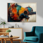 Abstract Guitar Wall Art Canvas | Vibrant Music-Inspired Art for Living Room or Studio