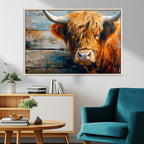 Highland Cow Abstract Canvas Wall Art, Bold Farmhouse Decor