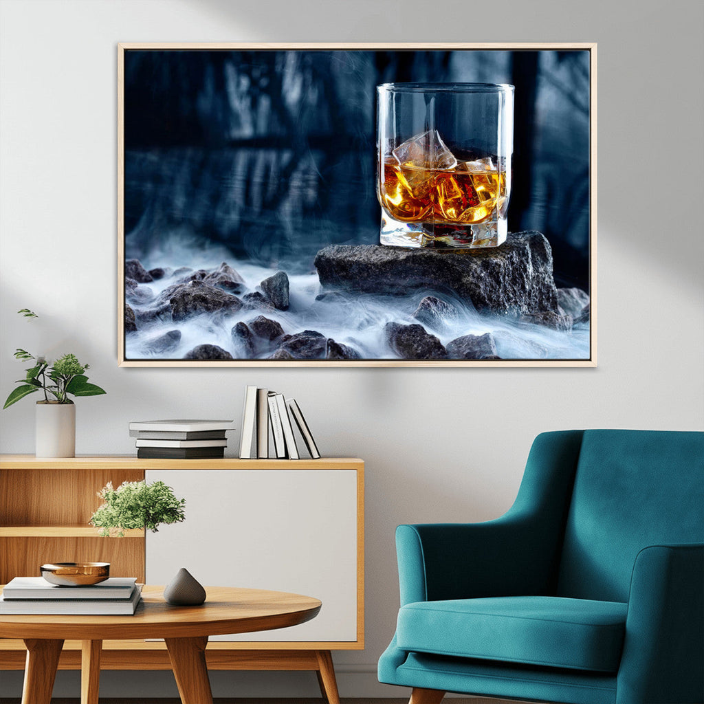 Whiskey Ice Wall Art Canvas Print