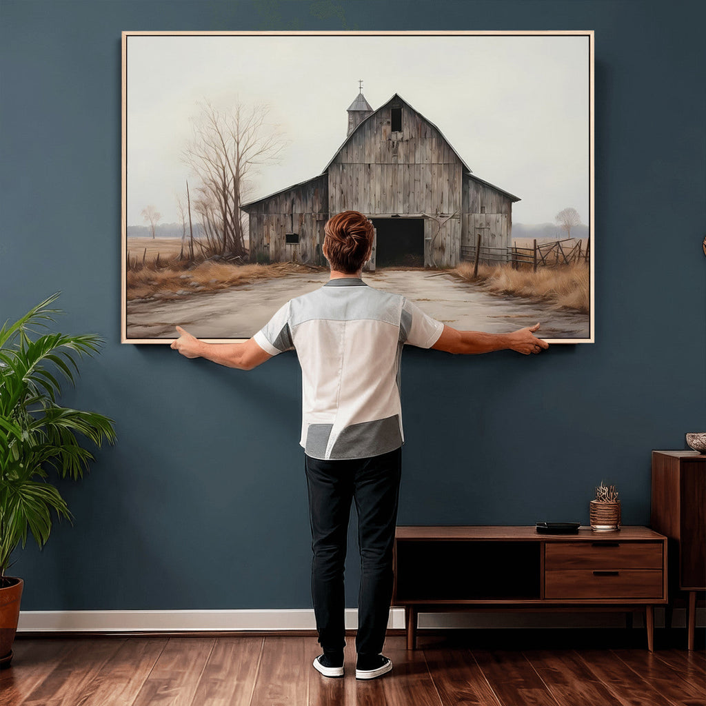 Farmhouse Rustic Barn Wall Art Canvas Print, Framed and Ready to Hang