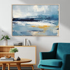 Abstract Ocean Canvas Wall Art - Coastal Blue and Gold