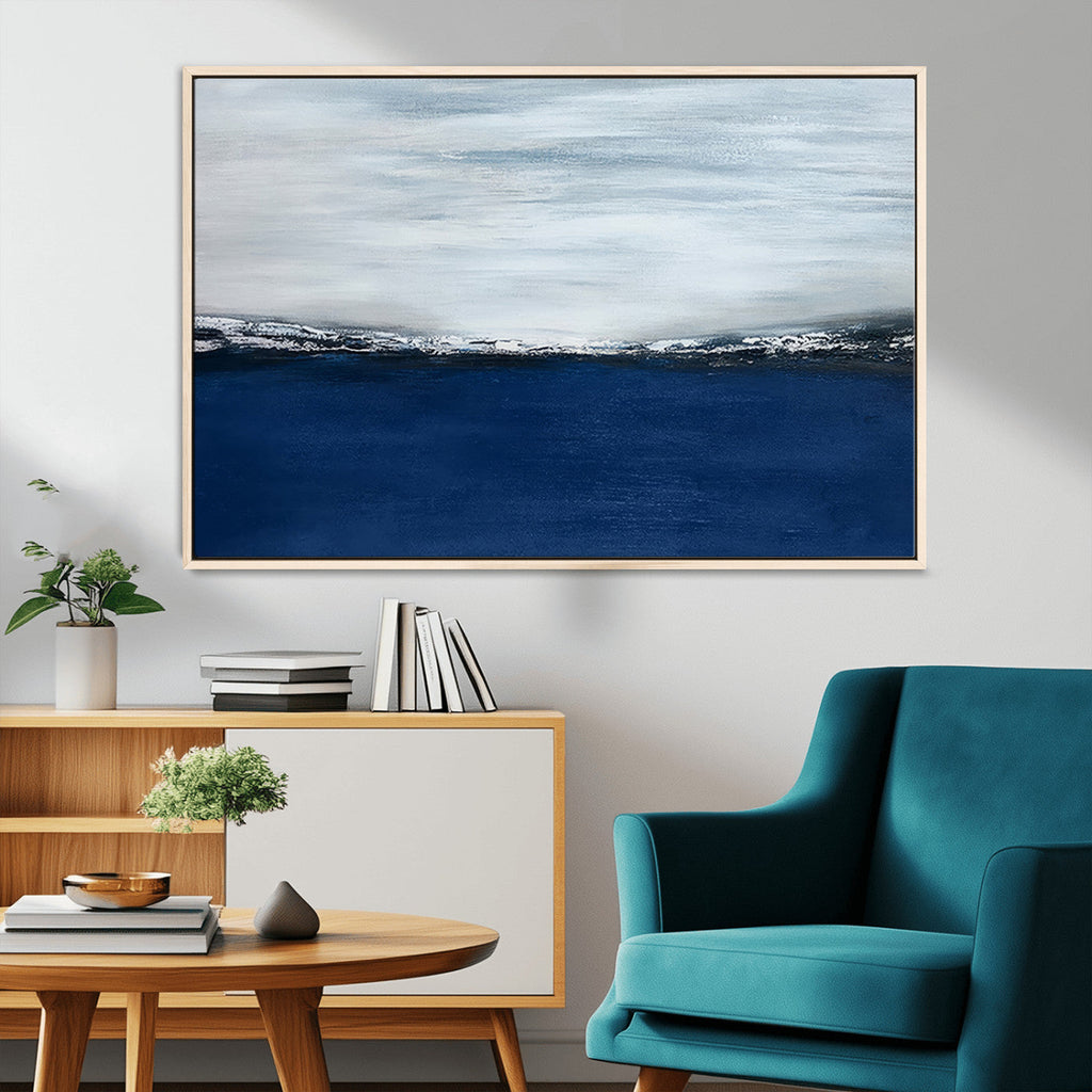 Navy Blue Abstract Wall Art Canvas Print