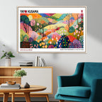 Framed Yayoi Kusama 1986 Wall Art Print | Japanese Wabi Sabi Vibrant Abstract Landscape Canvas