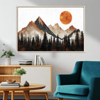 Modern Abstract Mountain Canvas Wall Art Print