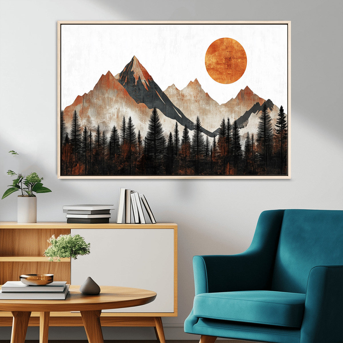Modern Abstract Mountain Canvas Wall Art Print